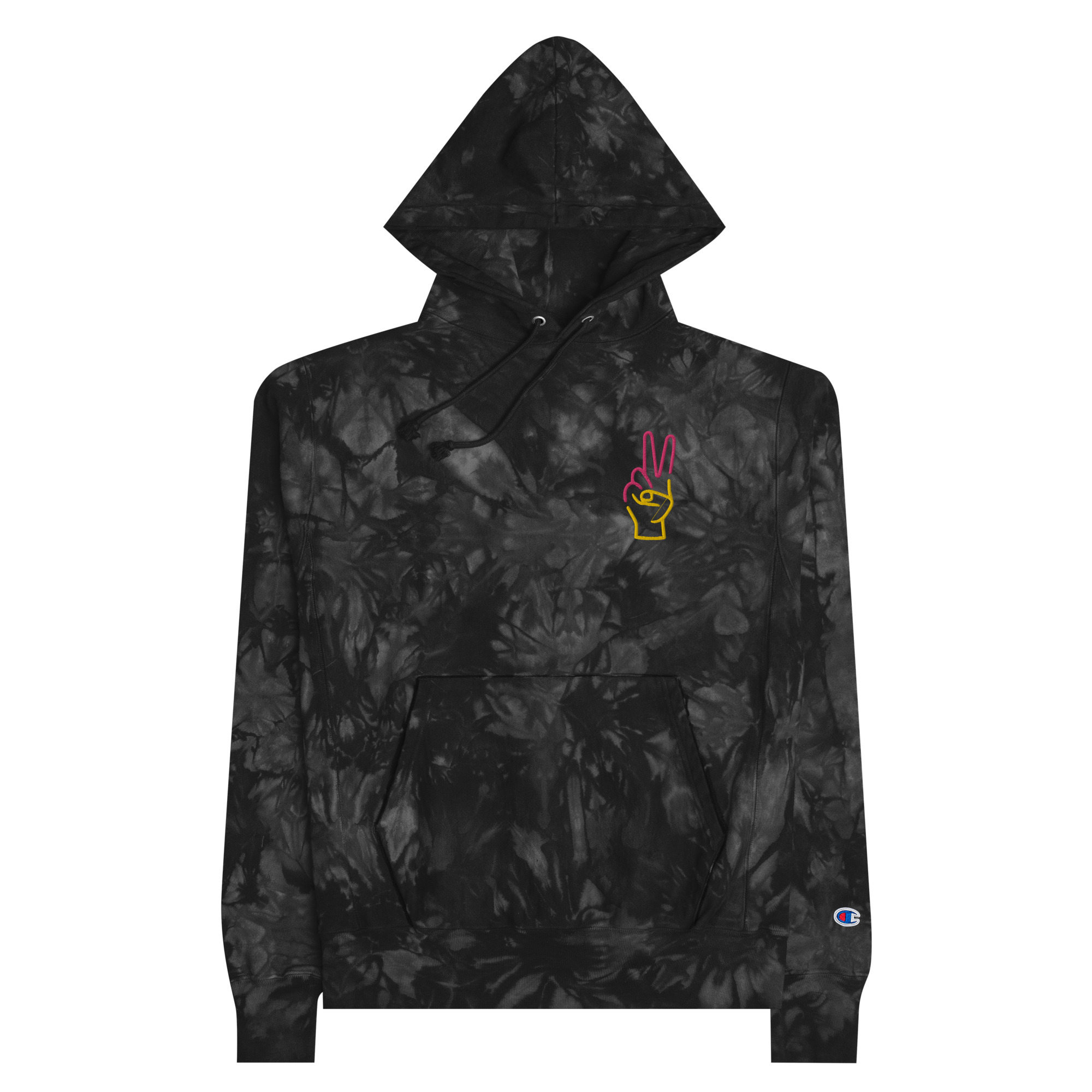unisex-champion-tie-dye-hoodie-black-front-63d2f52e87f74.jpg Unisex Champion tie-dye hoodie - Image 1