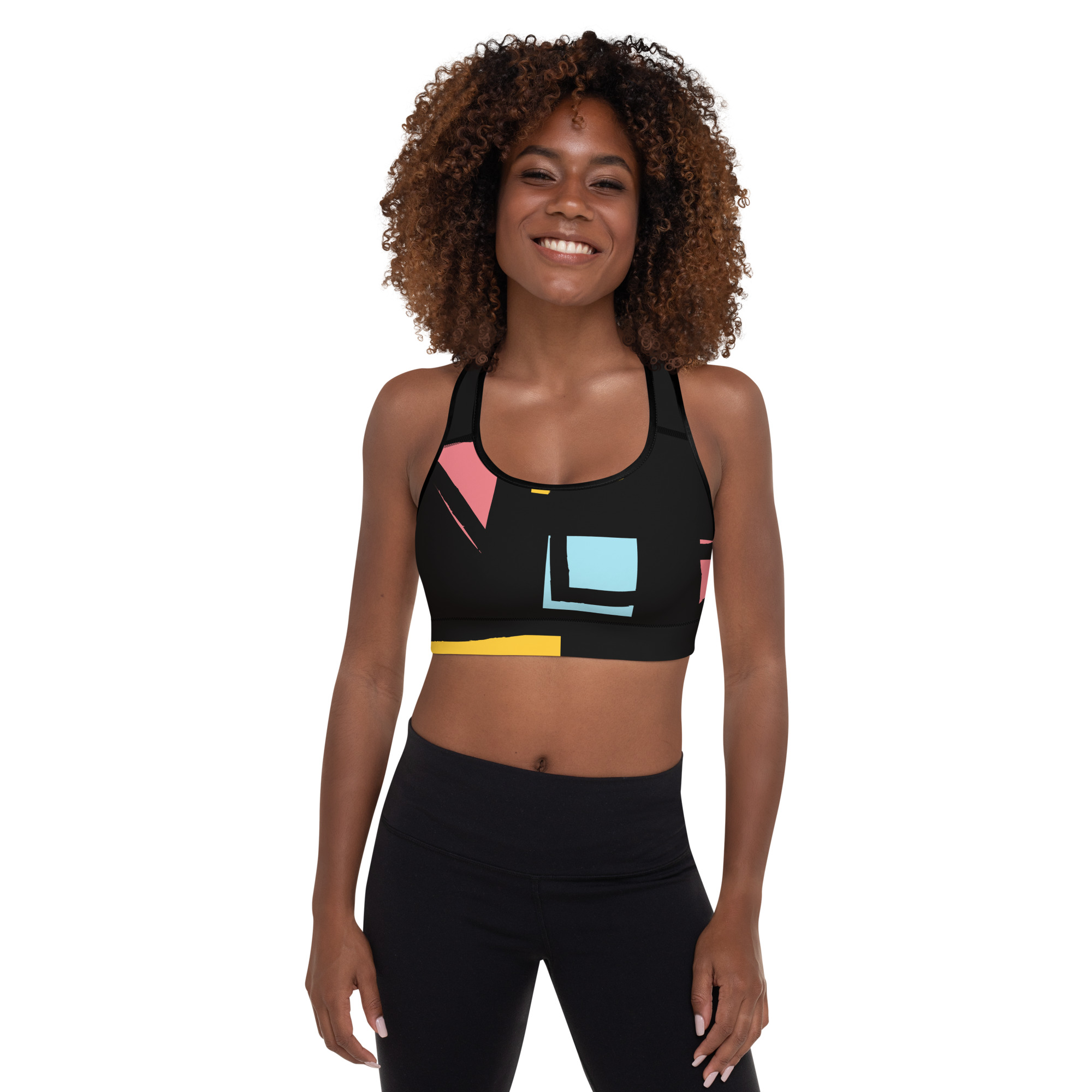 all-over-print-padded-sports-bra-black-front-63fcdf7cbc833.jpg Padded Sports Bra - Image 1
