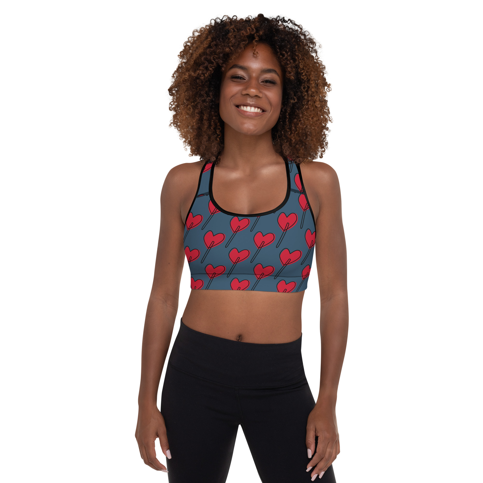 all-over-print-padded-sports-bra-black-front-6400fb08b16b8.jpg Padded Sports Bra - Image 1