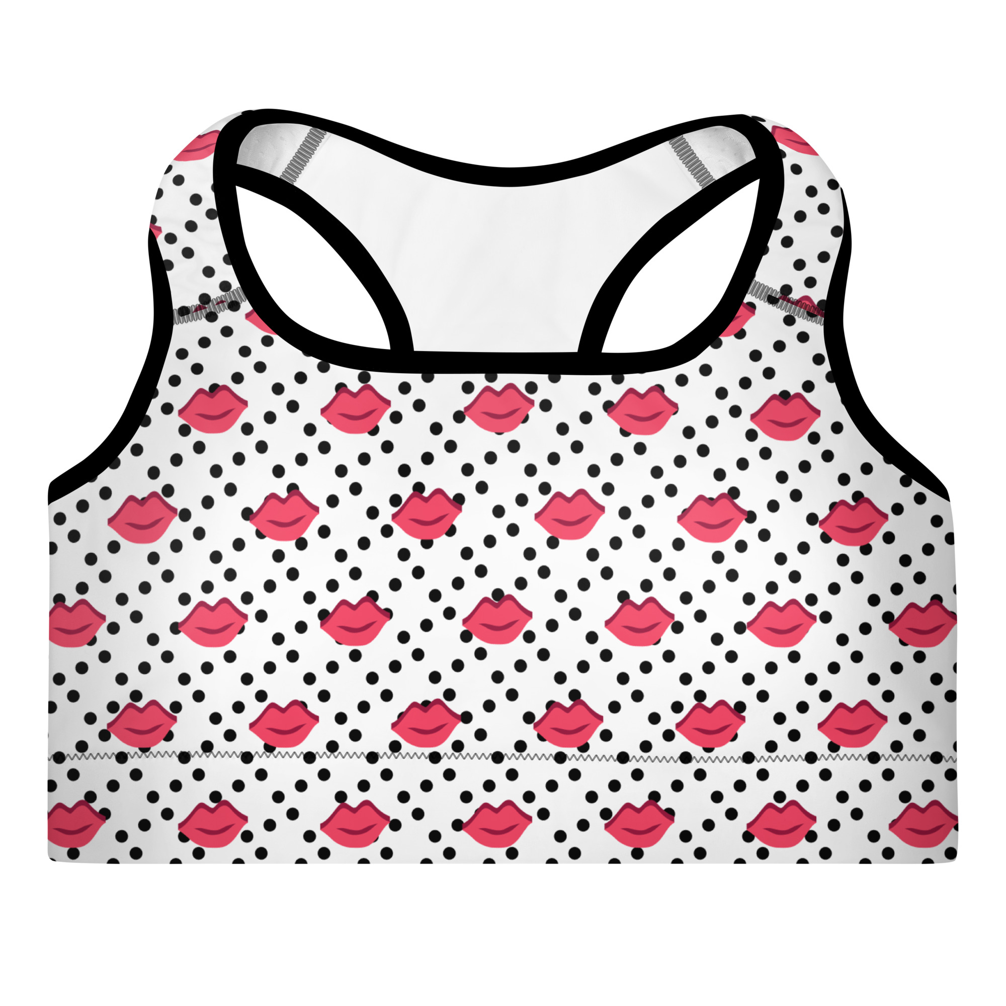 all-over-print-padded-sports-bra-black-front-64012c5238870.jpg Padded Sports Bra - Image 1