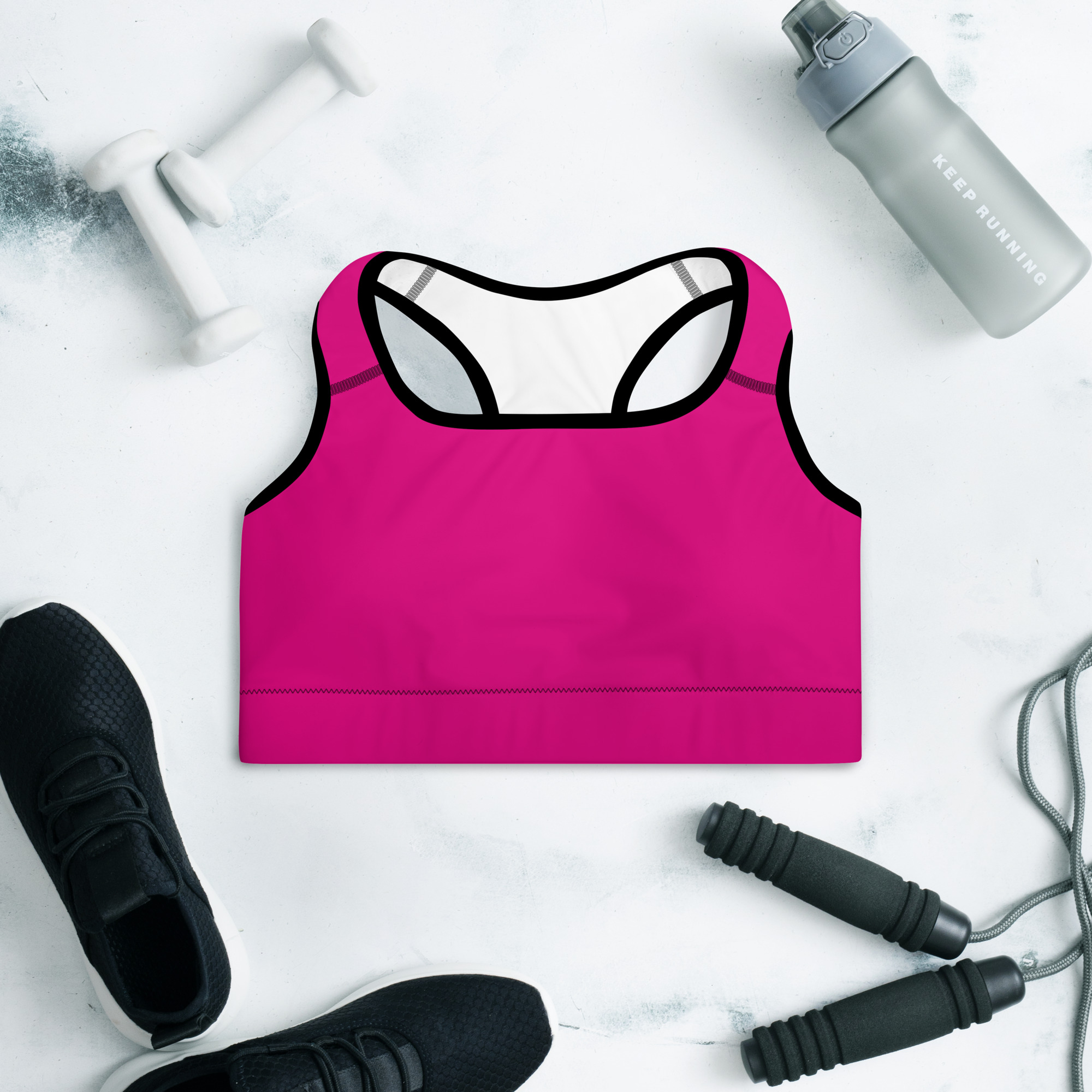 all-over-print-padded-sports-bra-black-front-6405203b090e0.jpg Padded Sports Bra - Image 1