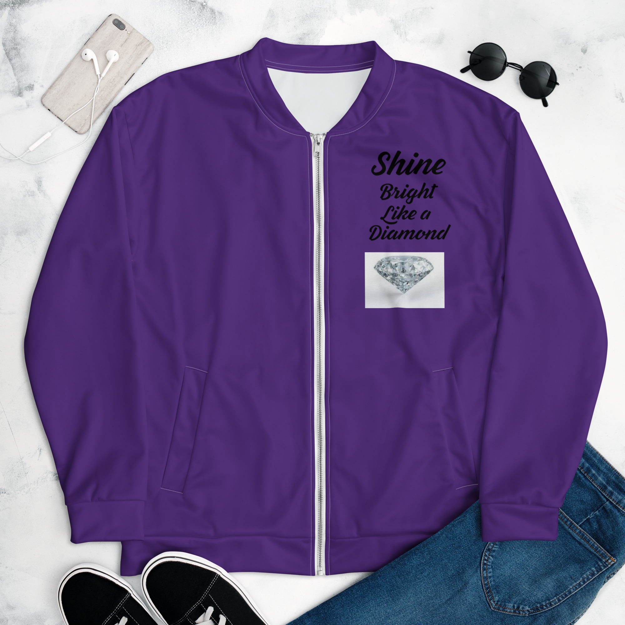 all-over-print-unisex-bomber-jacket-white-front-640614c21816e.jpg Unisex Bomber Jacket - Image 1