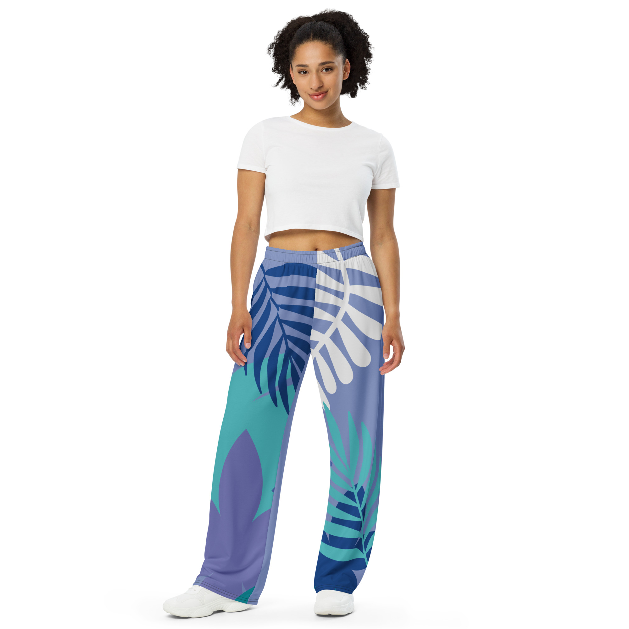 all-over-print-unisex-wide-leg-pants-white-front-6400ff52e0290.jpg All-over print unisex wide-leg pants - Image 1