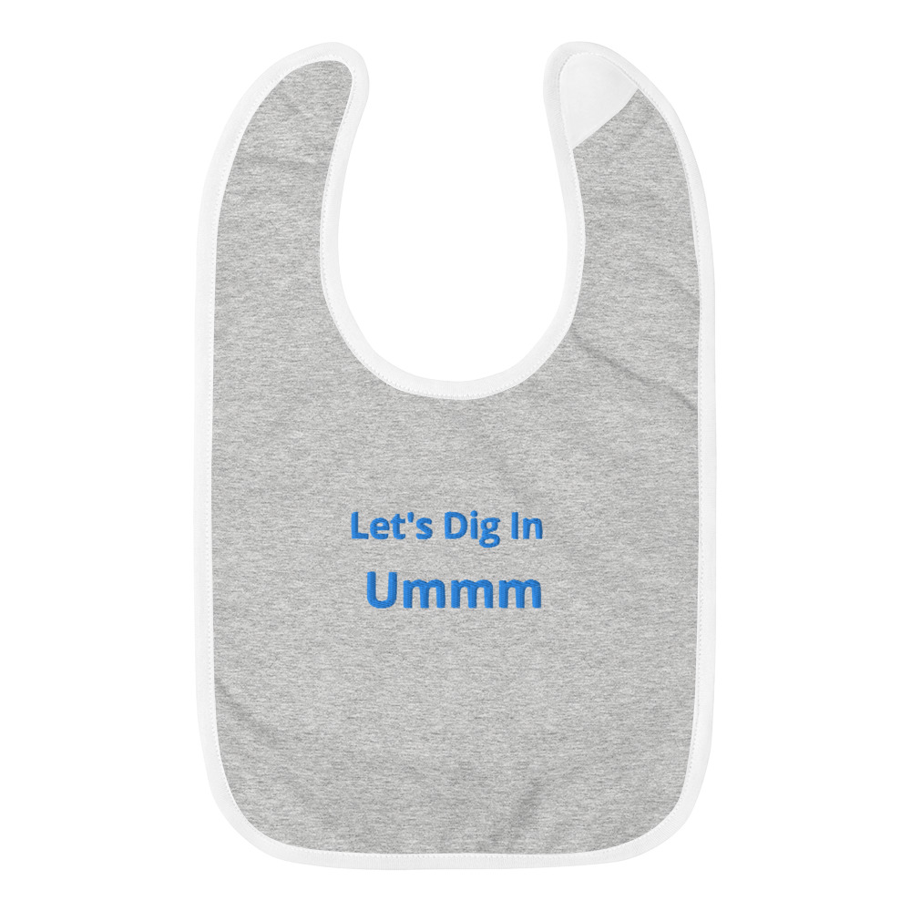 embroidered-baby-bib-heather-gray-white-front-64026812375a5.jpg Embroidered Baby Bib - Image 1
