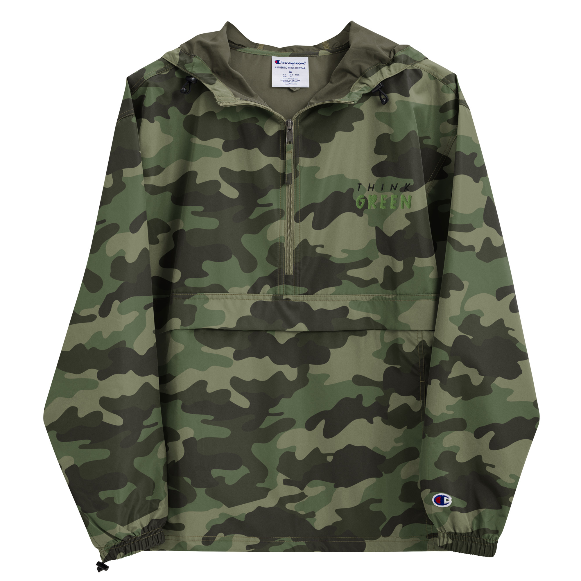 embroidered-champion-packable-jacket-olive-green-camo-front-64054b197e627.jpg Embroidered Champion Packable Jacket - Image 1