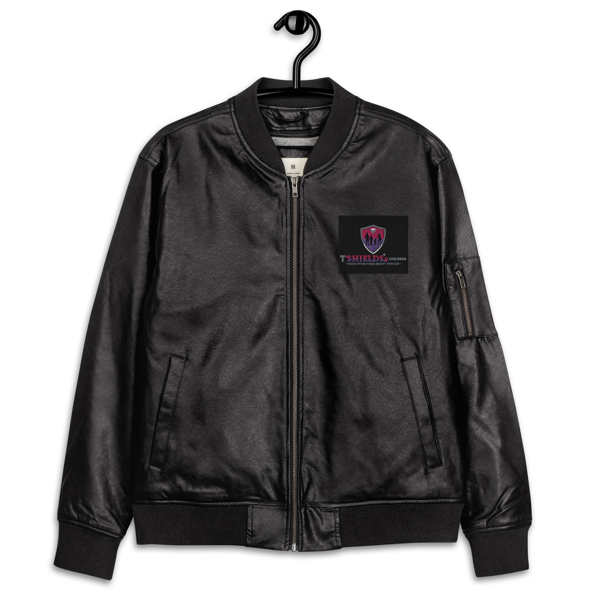 faux-leather-bomber-jacket-black-front-640210a0cdcab.jpg Leather Bomber Jacket - Image 1