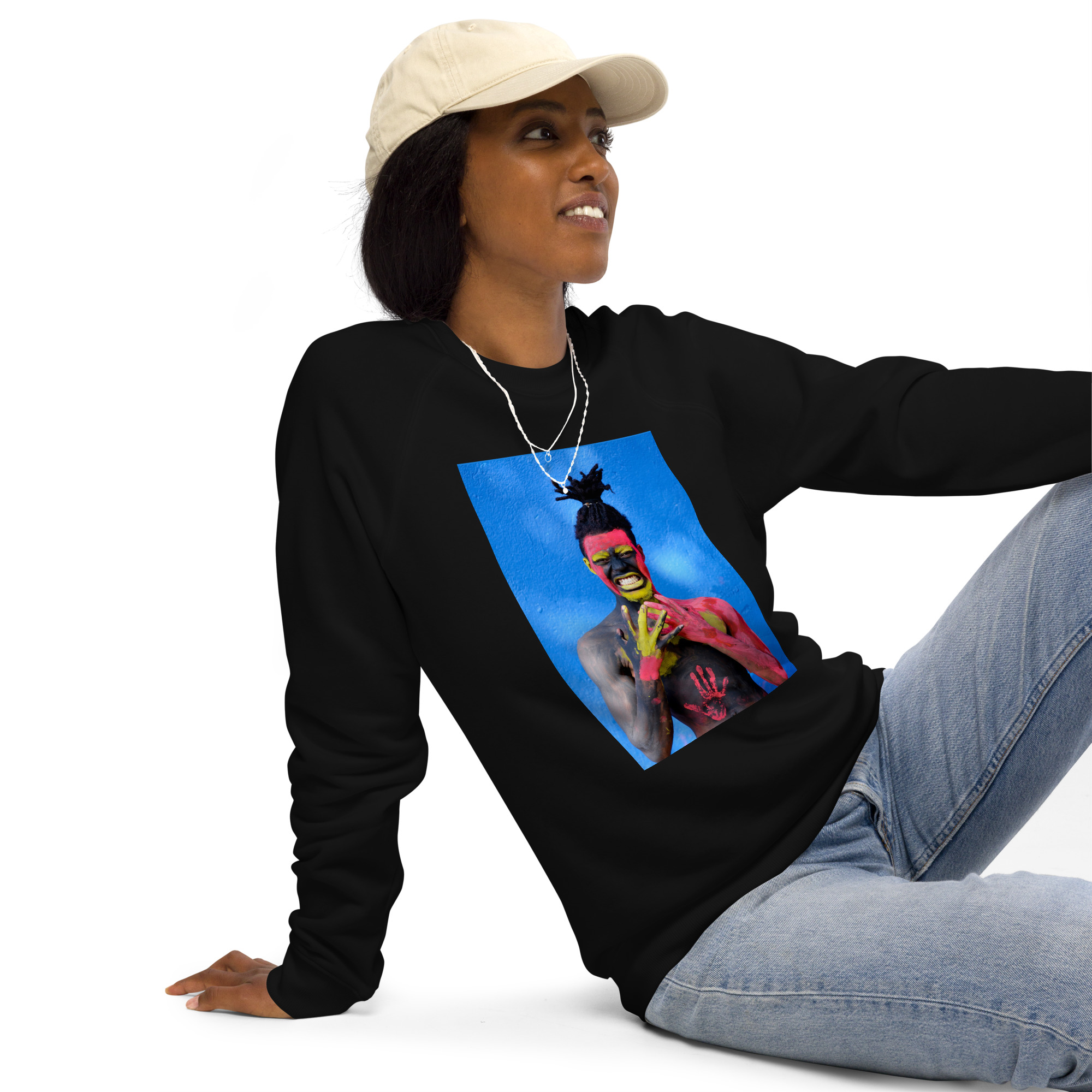 unisex-organic-raglan-sweatshirt-black-front-640b654345e7e.jpg Unisex organic raglan sweatshirt - Image 1